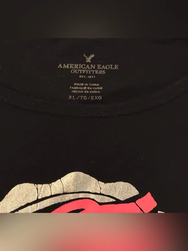 Women’s American Eagle Outfitters Black Graphic Logo Tee - Pink & White Size XL - Image 3