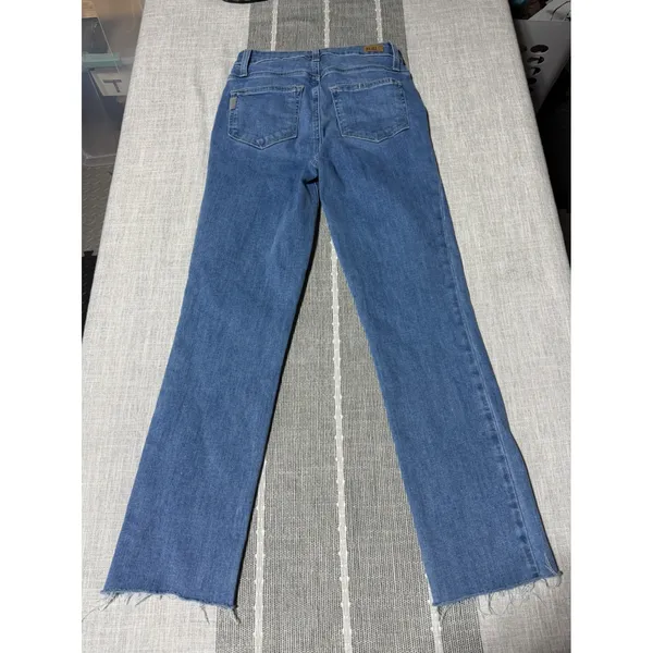 Paige Womens Size‎ 25 High Rise Slim Straight Raw Hem Blue Denim Jeans - Image 6
