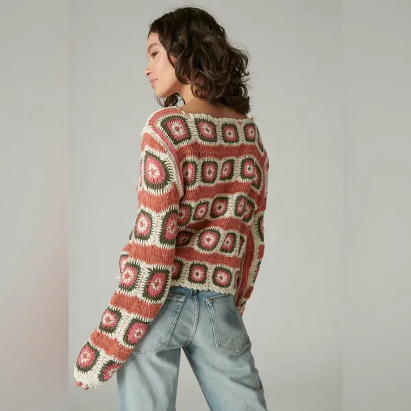 Lucky Brand Geo Crochet Cardigan Size L New w/Tag $149 - Image 3