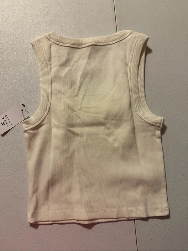 Billabong Block Party White Floral Ribbed Cropped Tank Top Small NEW - Image 6