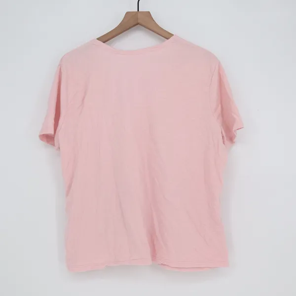Old Navy Top Womens XL Faux Wrap Side Tie Pink Slub Cotton Short Sleeve VGUC - Image 4