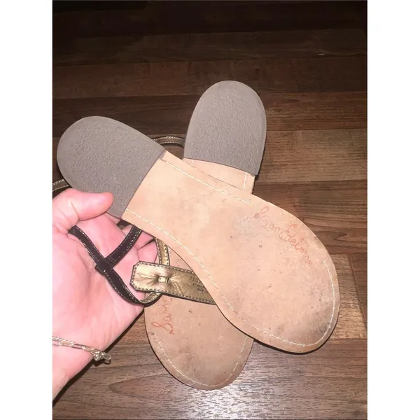 Sam Edelman Black T-Strap Sandals with Brown Croc Footbed 7.5 summer beach - Image 5