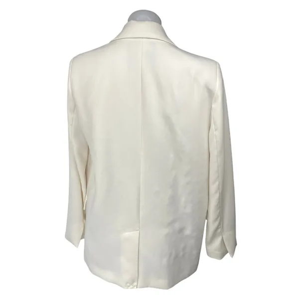 Zara Women's White Double Breasted Notch Collar Long Sleeve Blazer Coat Jacket M - Image 2