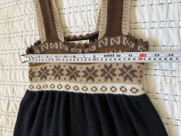 Carolina K XS Alpaca Merino Wool Fair Isle Babydoll Mini Dress Boho Cottagecore - Image 10