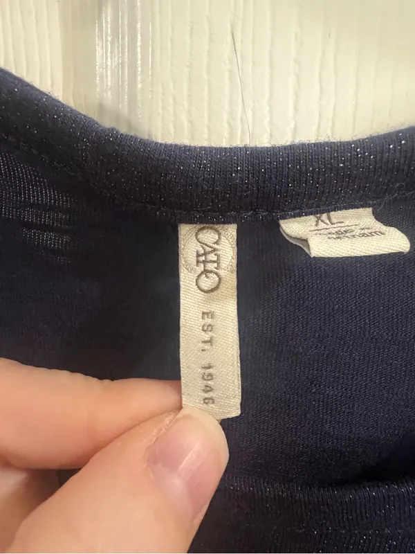 Cato Navy Blue Shimmer Bell Sleeve Top Size XL - Image 4