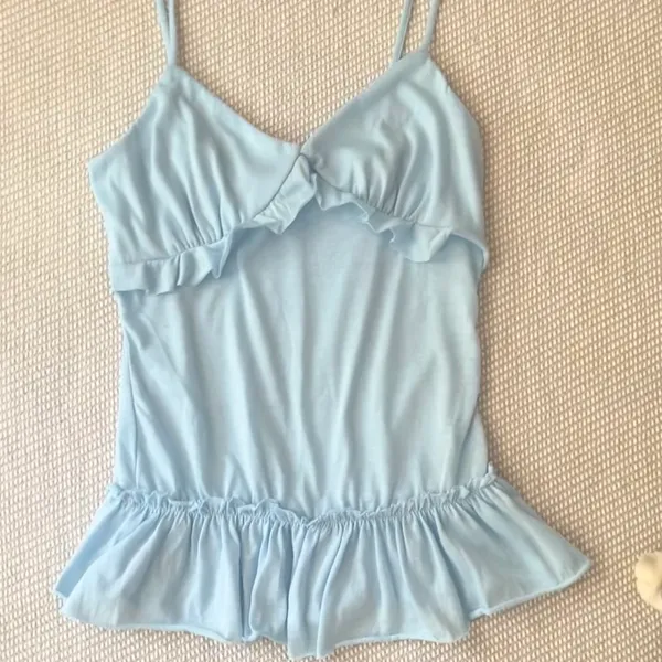 Y2k Light Blue Ruffle Cami Top Size M - Image 2