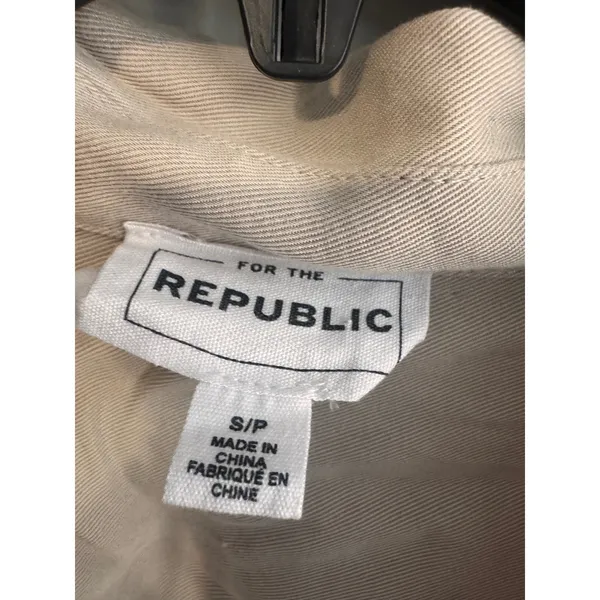 For The Republic Bomber Jacket Small Beige Snap Front - Image 2