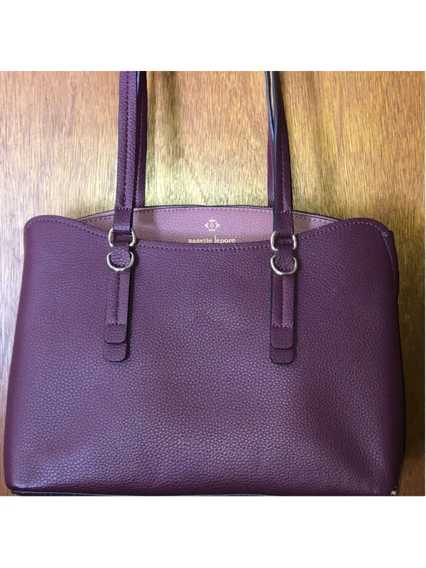 Nanette Lepore Burgundy Maroon Shoulder Bag Classic Handbag Purse - Image 3