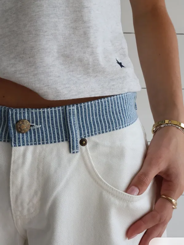Studio seven designs Jodie Jeans white with blue trim - Image 4