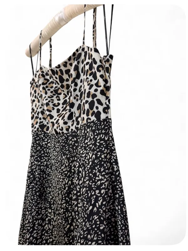 Lulus Women’s Being Bold Leopard Print Satin Midi Slip Dress Size Small - Image 11