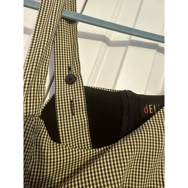 Vintage 90s Delias Black & Cream Gingham Mini Dress With Adjustable Straps Small - Image 6