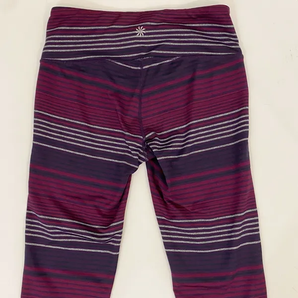 Athleta Womens‎ High Rise Striped Leggings Purple Burgundy Grey Small 349333-01 - Image 8