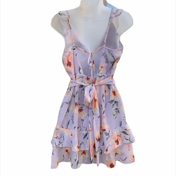 ✨HP✨Layered Ruffle Floral Cami Strap Dress✨ Purple - Image 5