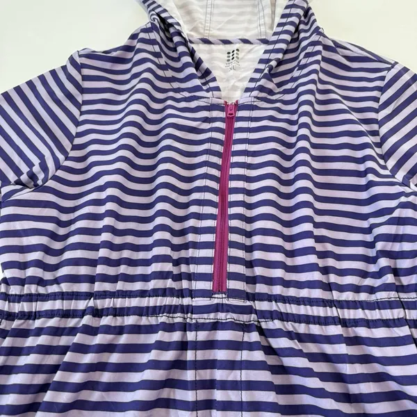 Title Nine 3/4 Sleeve Purple Striped 1/2‎ Zip Hooded Athleisure Dress Pockets XL - Image 10