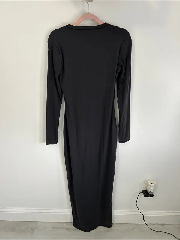 Skims Fits Everybody Long Sleeve Crewneck Dress Black - Image 5
