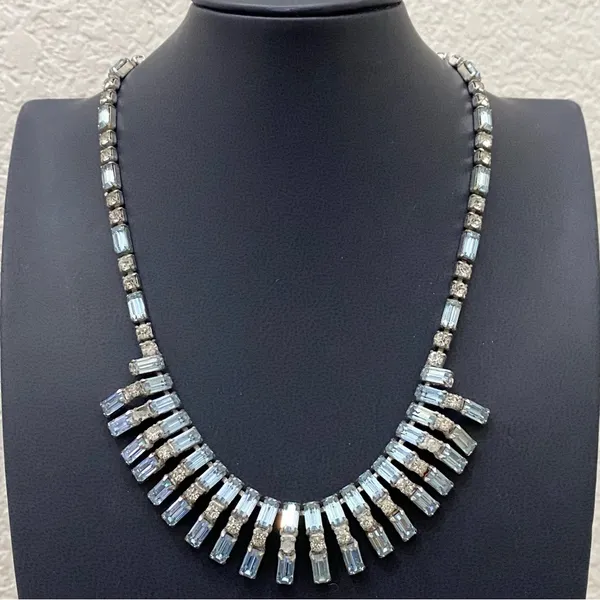 Vintage Unsigned Juliana? Blue Topaz Bib Statement Choker Necklace 35.0g - Image 2