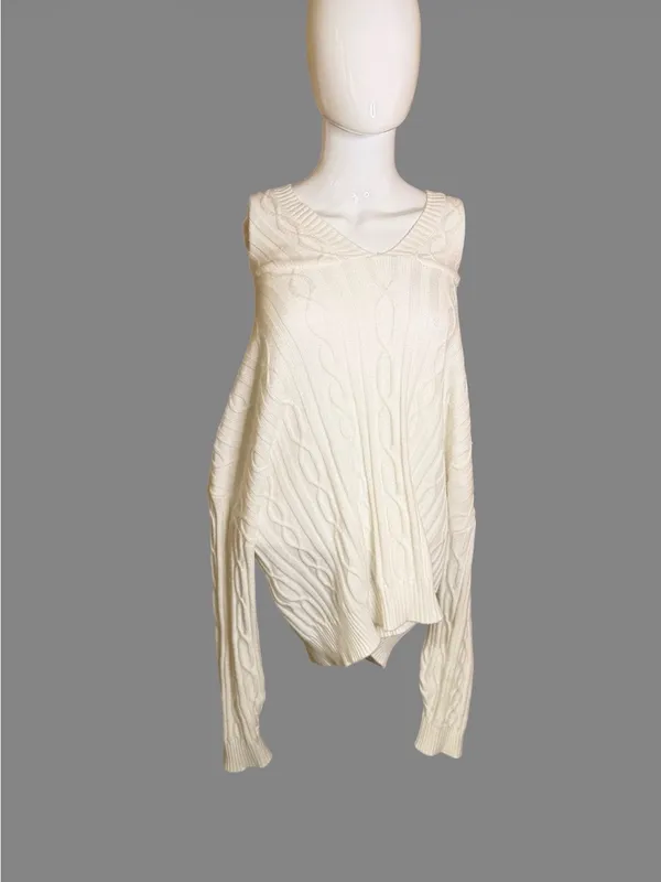 Cozy Cream Cable Knit V - Image 2
