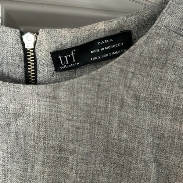 Zara TRF collection Gray Shift Dress With‎ Black Ribbon Sides, Small - Image 3