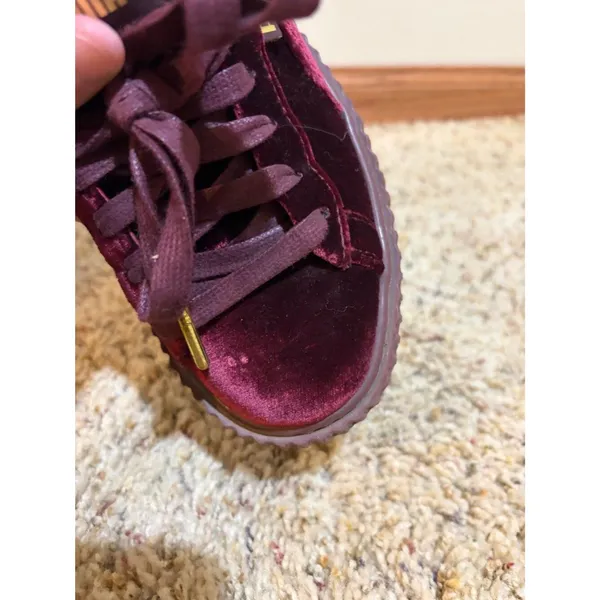 Puma x Fenty Size 6 Rihanna Burgundy Red Velvet Creeper Platform Sneakers - Image 14