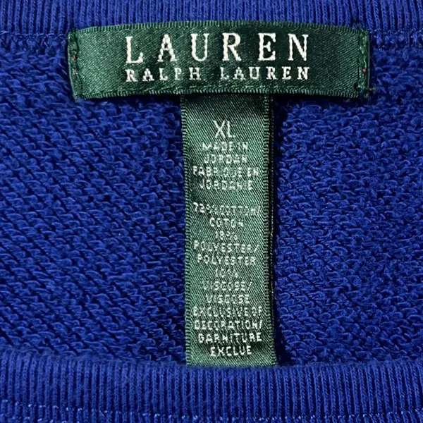 Lauren Ralph Lauren Sweatshirt Women XL Blue‎ American Flag Button Shoulder Top - Image 3