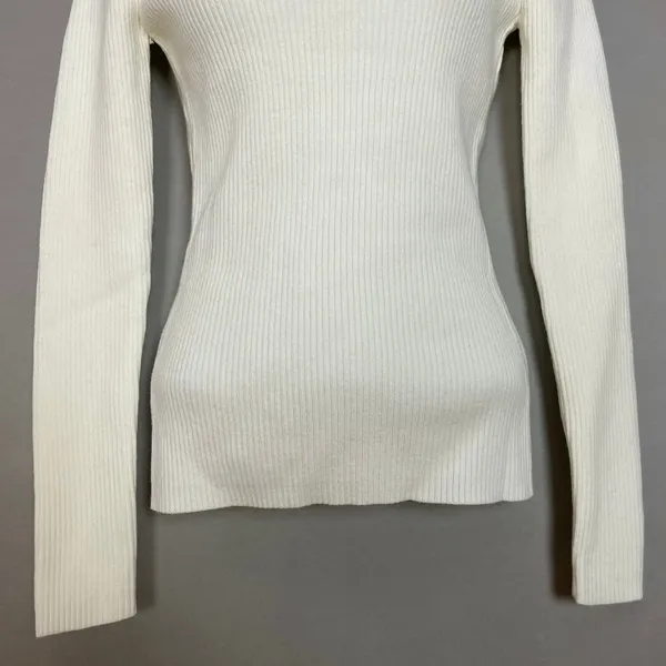 French Connection Turtleneck Sweater Ribbed Knit Women‎ XS Cream White Simple - Image 4