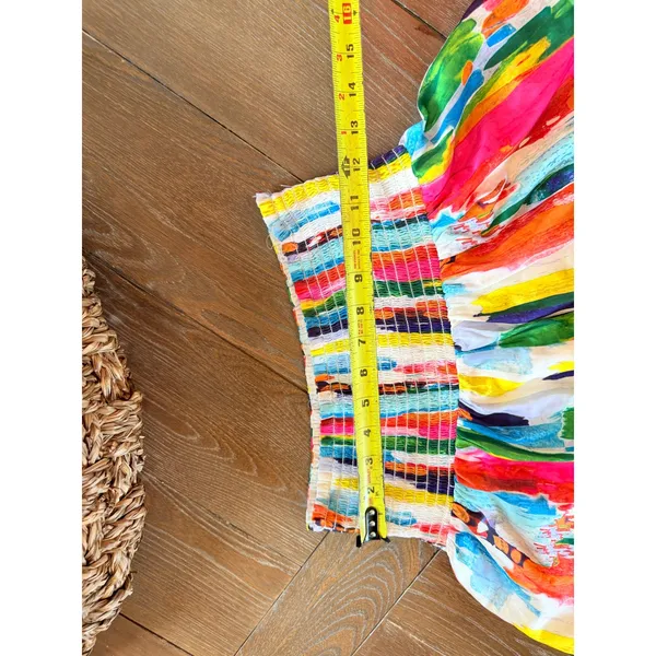 Judith March Smocked Waist Shorts Womens Multi-Color Abstract Small - Image 5