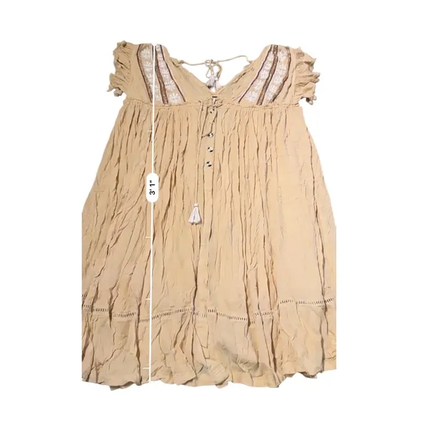 Free People Will‎ Wait For You Dress Women's Medium Natural Boho Ruffle Festival - Image 10