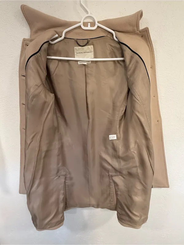 Banana Republic Italian Wool Camel Car Coat XS Quiet Luxury - Image 3