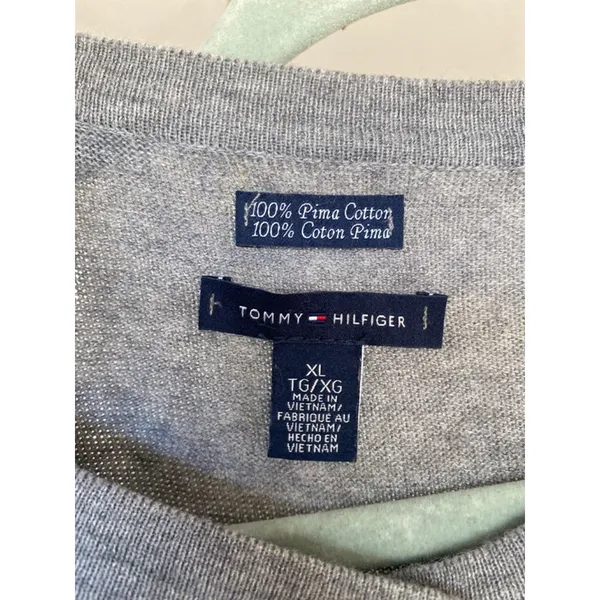Tommy Hilfiger 100% Pima Cotton Gray Cardigan French Preppy Classic Parisian‎ XL - Image 5