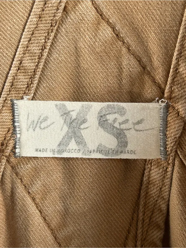 Free People We The Free Ziggy Cotton Denim Overalls - Tan / Camel Brown - Image 7