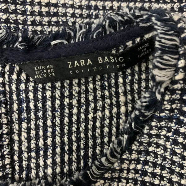 Zara XS Blue Tweed Sleeveless Top Cropped Career Officewear Y2K - Image 6