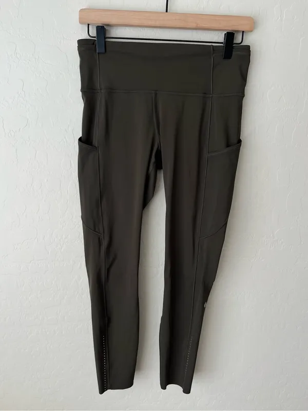Lululemon fast and free high rise leggings reflective dark olive 8 - Image 6