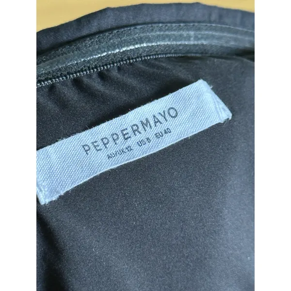 Peppermayo Alone With You Mini Dress Size US 8 Black Halter Tie Neck Ruched - Image 6