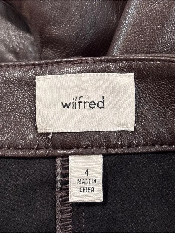 Wilfred Chocolate Brown Faux Leather Straight Leg Trouser Pants Size 4 Womens - Image 9