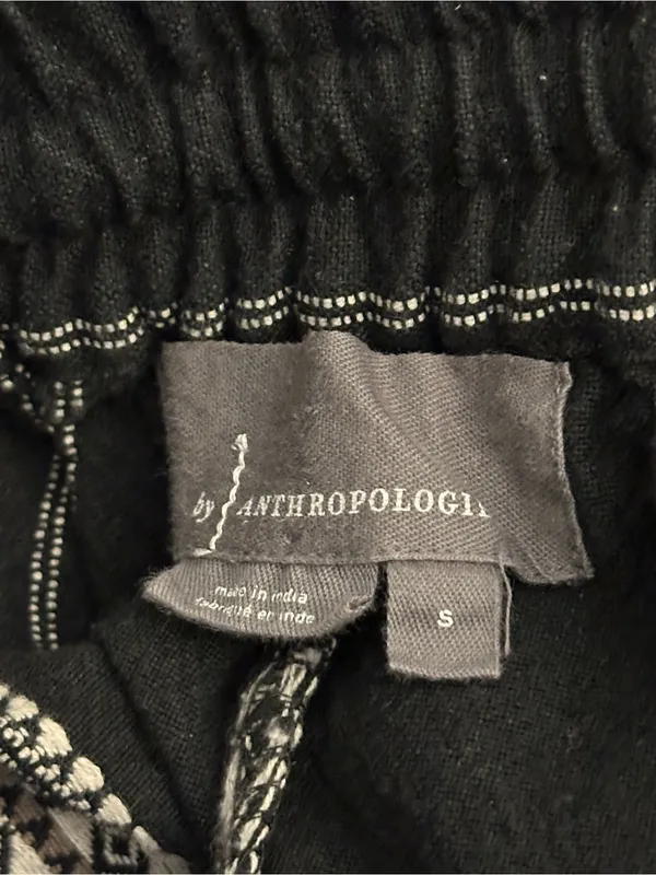 Anthropologie Essential Cotton Weave Drawstring Beach Pants Black & White Small - Image 7