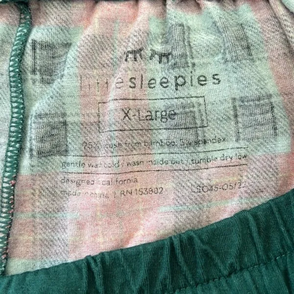 Little Sleepies Bamboo Pajama Pants Men XL Red Green Plaid Lounge Sleepwear - Image 3