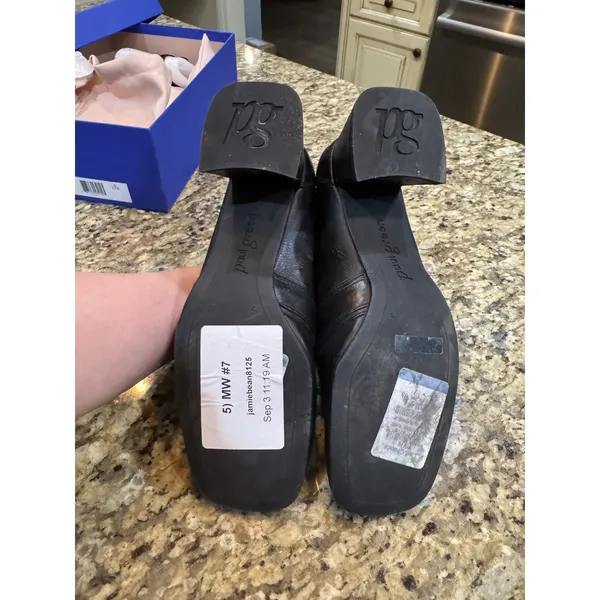 Paul Green ROBIN SQUARE TOE BLACK LEATHER LOAFER PUMP Size 7 US 9.5 - Image 7