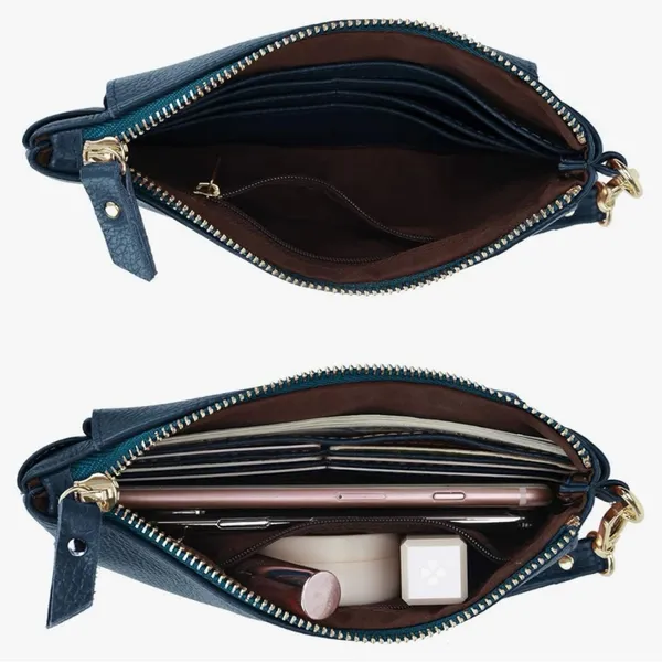 Yaluxe Blue Leather Wristlet - Image 6