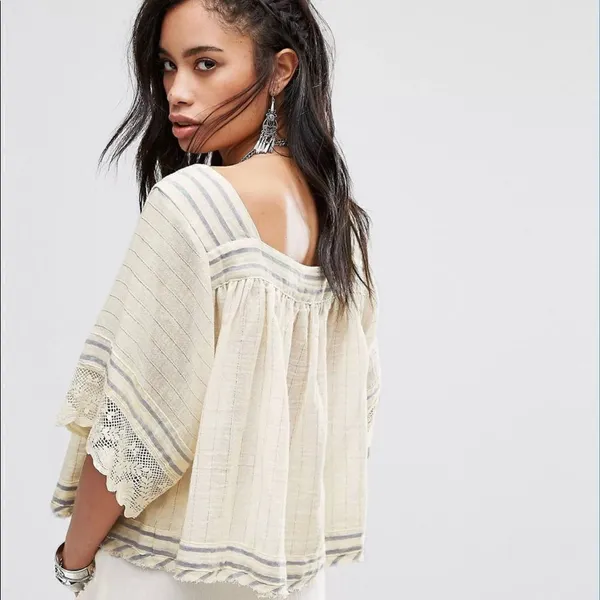 Free People See Saw Top With Glitter Thread Detailing Size XS - Image 3