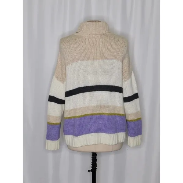 Anthropologie ALDOMARTINS‎ Striped Turtleneck Sweater Aldo Martins Wool Small - Image 7
