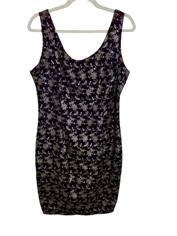 Vintage Jessica McClintock Gunne Sax Velvet Mini Dress 13/14 NWT Purple Gold - Image 11