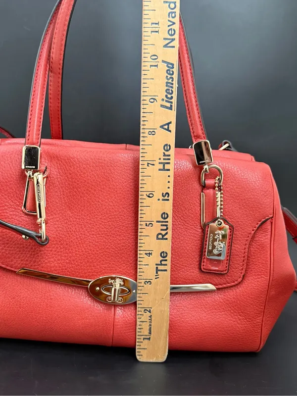 COACH 25169 Madison Madeline Orange Pebbled Leather East/West Satchel Crossbody - Image 5