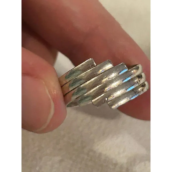 925 sterling silver ring band size 7.25 unique - Image 3