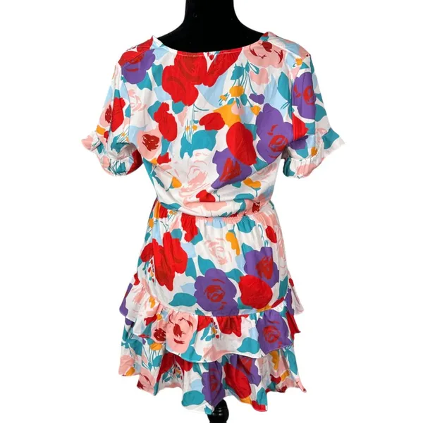 Petal + Pup Floral Tie Front Tiered Mini Dress Size 4 NEW with Tags - Image 3