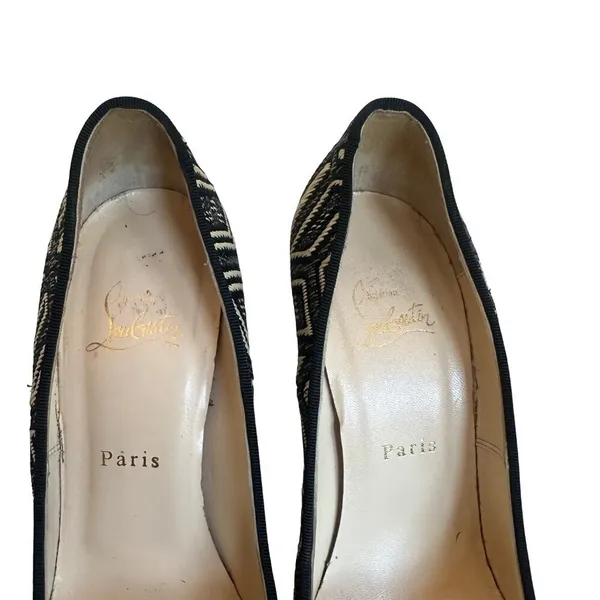 Christian Louboutin Daffodile Platform Pumps Heels Panama Geometrico Size 39 - Image 3
