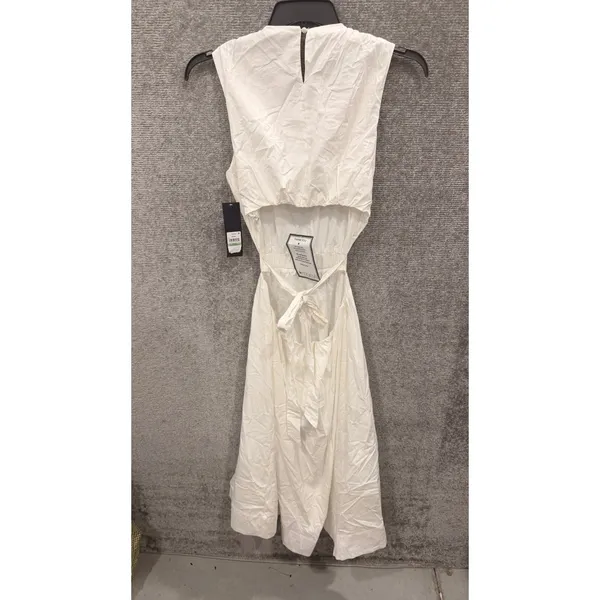 Rachel Rachel Roy Women Dress 8 White Midi Cutout Back Tie Waist Sleeveless - Image 5