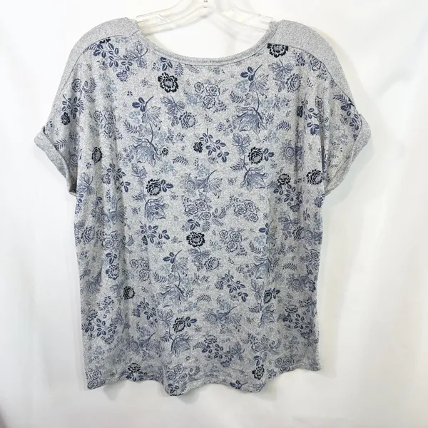 Lucky Brand XL‎ Pajama Set Gray Blue Floral Toile Short Sleeve Loungewear 727 - Image 6