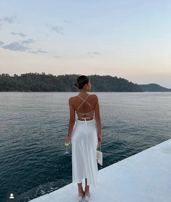 ZARA dress wedding midi bridal corset open back satin shower party coctail - Image 4