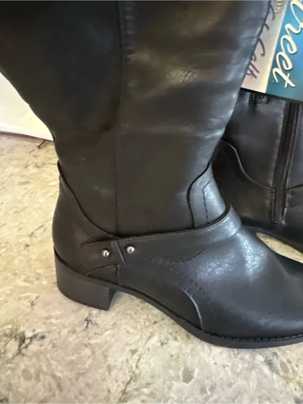 Easy Street Jewel Plus Women's 7.5 Wide Calf Riding Boots - Black Knee-High NWT - Image 3