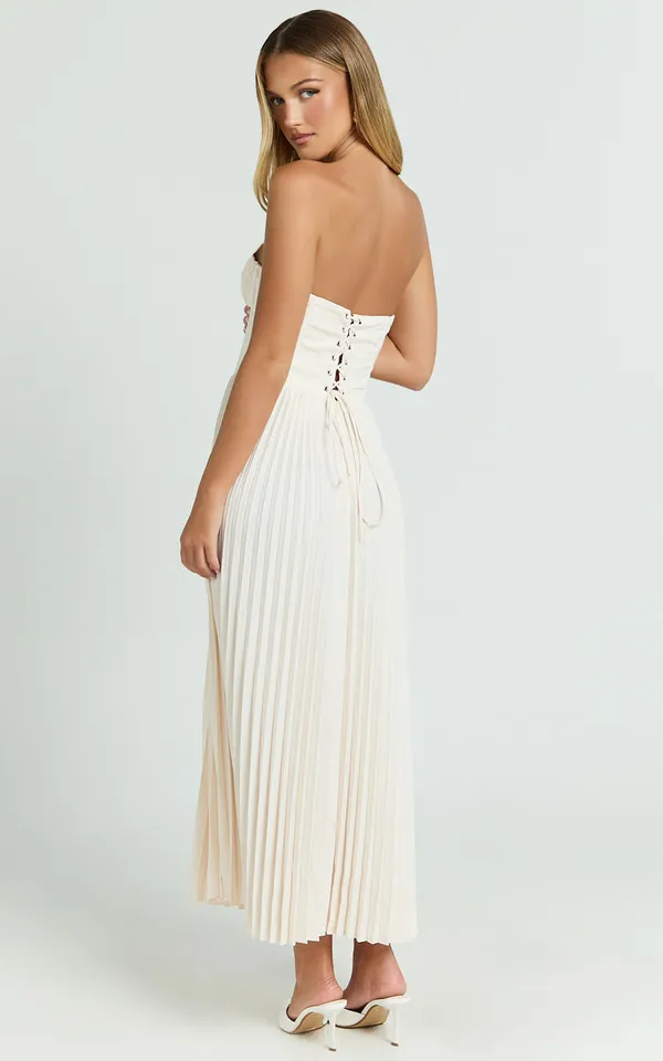 New Showpo Loretta Midi Dress Lace Up Bustier Pleated Dress Size 14 MSRP $129 - Image 3